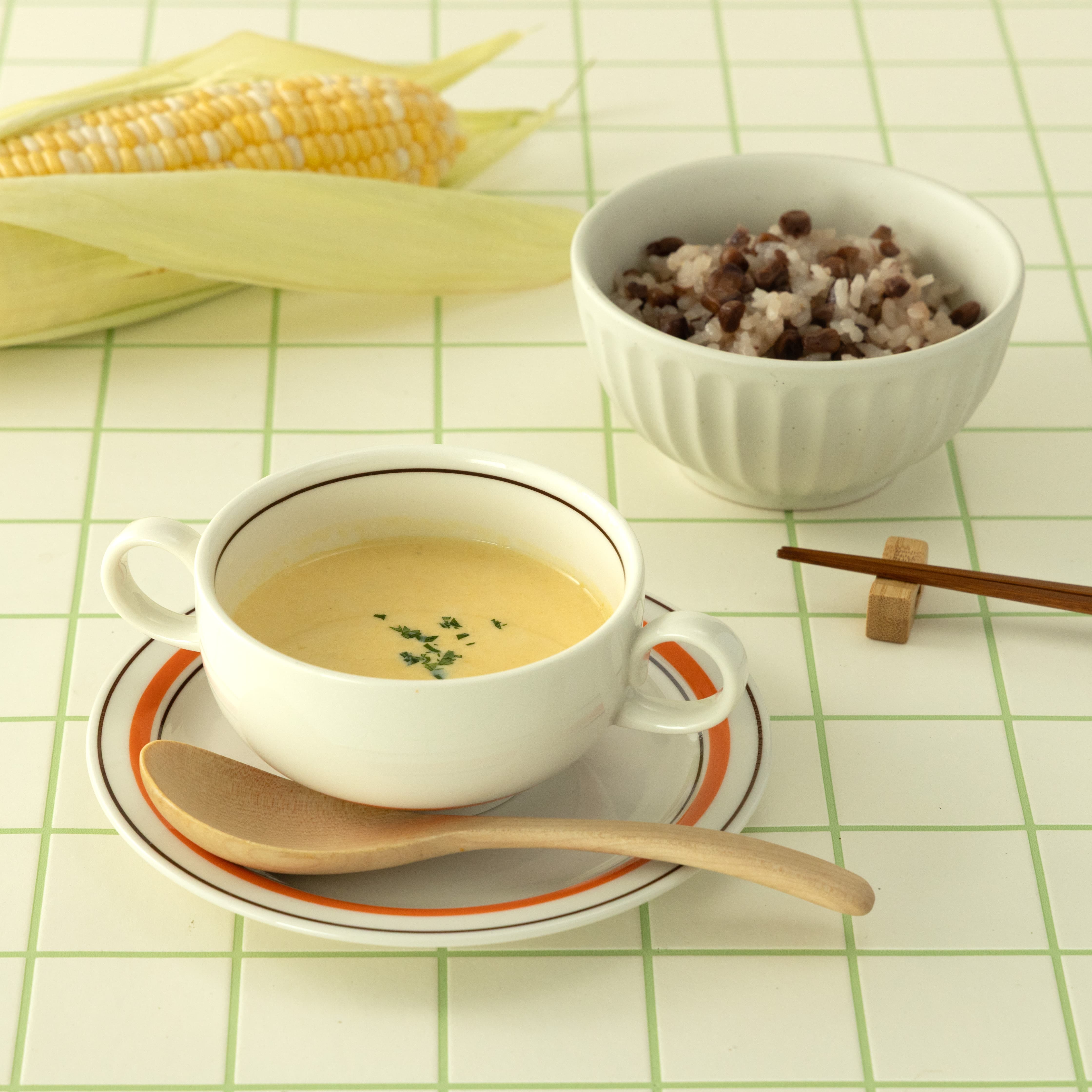 彦坂さん家のコーンスープ(黄・白）と炊き込みご飯の素
